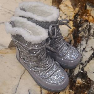 Girls toddler silver glitter boots